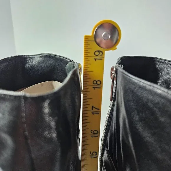 Michael Kors Stiletto High Heel Platform Boots Size 7.5 Black Leather Knee High - Picture 6 of 16